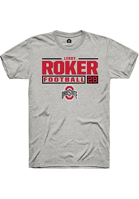 Leroy Roker  Ohio State Buckeyes Ash Rally NIL Stacked Box Short Sleeve T Shirt