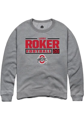 Leroy Roker  Rally Ohio State Buckeyes Mens Graphite NIL Stacked Box Long Sleeve Crew Sweatshirt