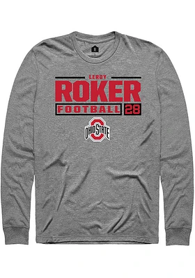 Leroy Roker  Ohio State Buckeyes Graphite Rally NIL Stacked Box Long Sleeve T Shirt