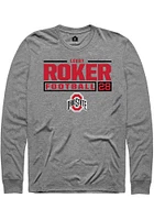 Leroy Roker  Ohio State Buckeyes Graphite Rally NIL Stacked Box Long Sleeve T Shirt