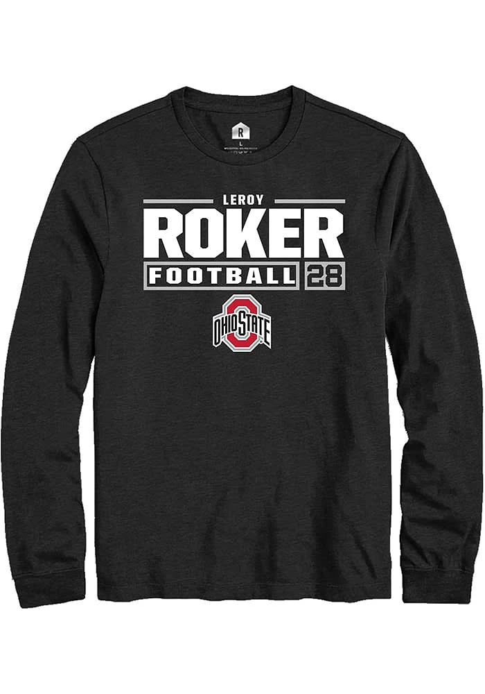 Leroy Roker Ohio State Buckeyes Rally NIL Stacked Box Long Sleeve T Shirt