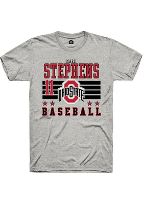 Marc Stephens  Ohio State Buckeyes Ash Rally NIL Striped Short Sleeve T Shirt