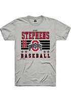 Marc Stephens  Ohio State Buckeyes Ash Rally NIL Striped Short Sleeve T Shirt