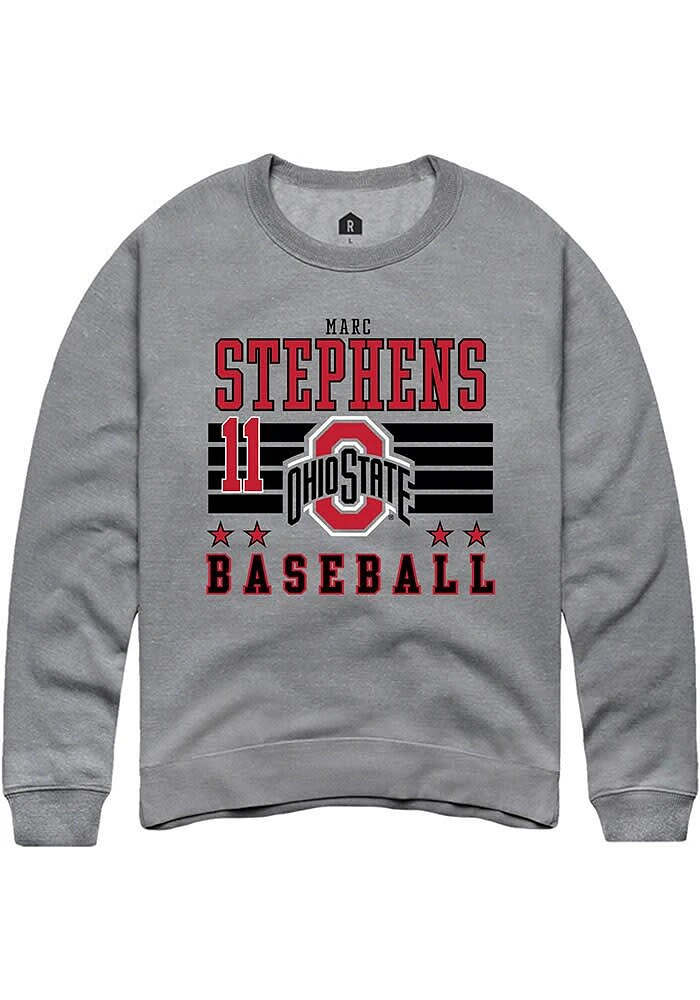 Marc Stephens Rally Ohio State Buckeyes Mens NIL Striped Long Sleeve Crew Sweatshirt