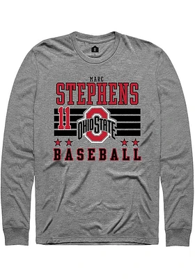 Marc Stephens  Ohio State Buckeyes Grey Rally NIL Striped Long Sleeve T Shirt