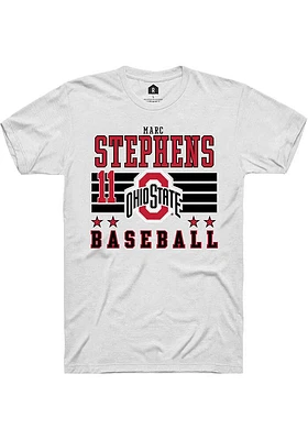 Marc Stephens  Ohio State Buckeyes White Rally NIL Striped Short Sleeve T Shirt