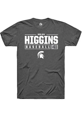 Nolan Higgins  Michigan State Spartans Dark Grey Rally NIL Stacked Box Short Sleeve T Shirt