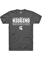 Nolan Higgins  Michigan State Spartans Dark Grey Rally NIL Stacked Box Short Sleeve T Shirt
