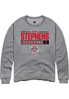 Marc Stephens  Rally Ohio State Buckeyes Mens Graphite NIL Stacked Box Long Sleeve Crew Sweatshirt