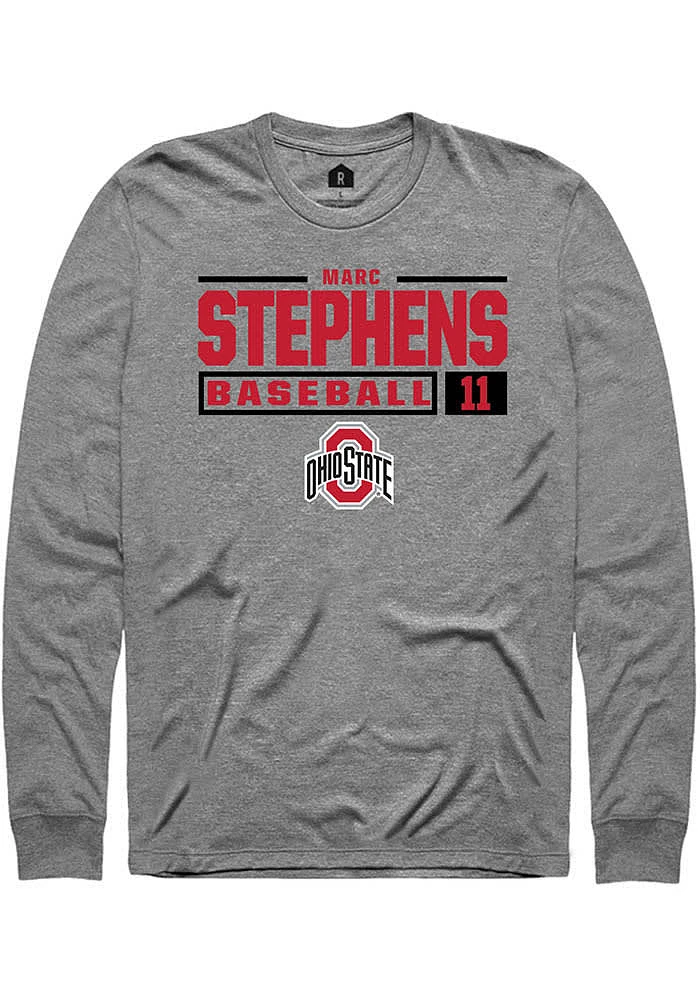 Marc Stephens Ohio State Buckeyes Graphite Rally NIL Stacked Box Long Sleeve T Shirt