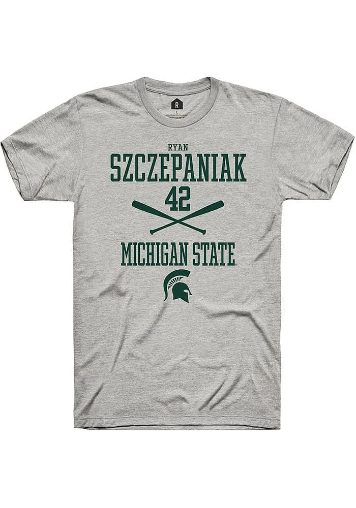 Ryan Szczepaniak Michigan State Spartans Ash Rally NIL Sport Icon Short Sleeve T Shirt