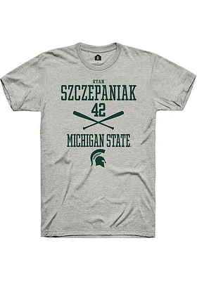Ryan Szczepaniak  Michigan State Spartans Ash Rally NIL Sport Icon Short Sleeve T Shirt