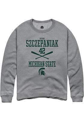 Ryan Szczepaniak  Rally Michigan State Spartans Mens Graphite NIL Sport Icon Long Sleeve Crew Swea..