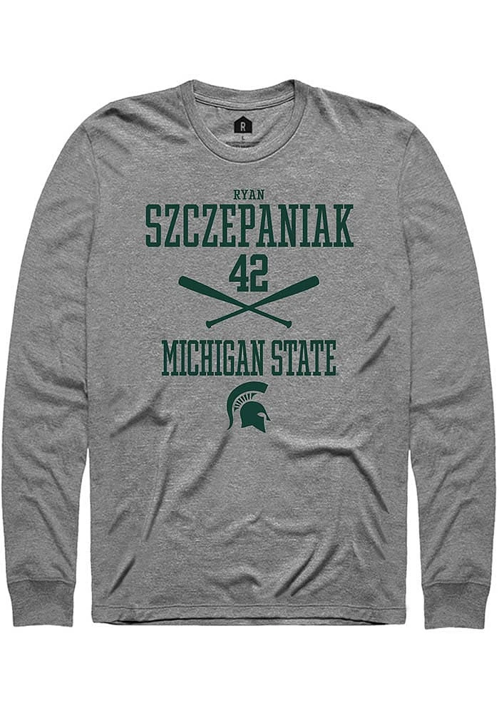 Ryan Szczepaniak  Michigan State Spartans Graphite Rally NIL Sport Icon Long Sleeve T Shirt
