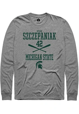 Ryan Szczepaniak  Michigan State Spartans Graphite Rally NIL Sport Icon Long Sleeve T Shirt