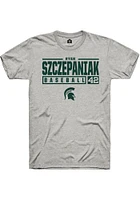 Ryan Szczepaniak  Michigan State Spartans Ash Rally NIL Stacked Box Short Sleeve T Shirt