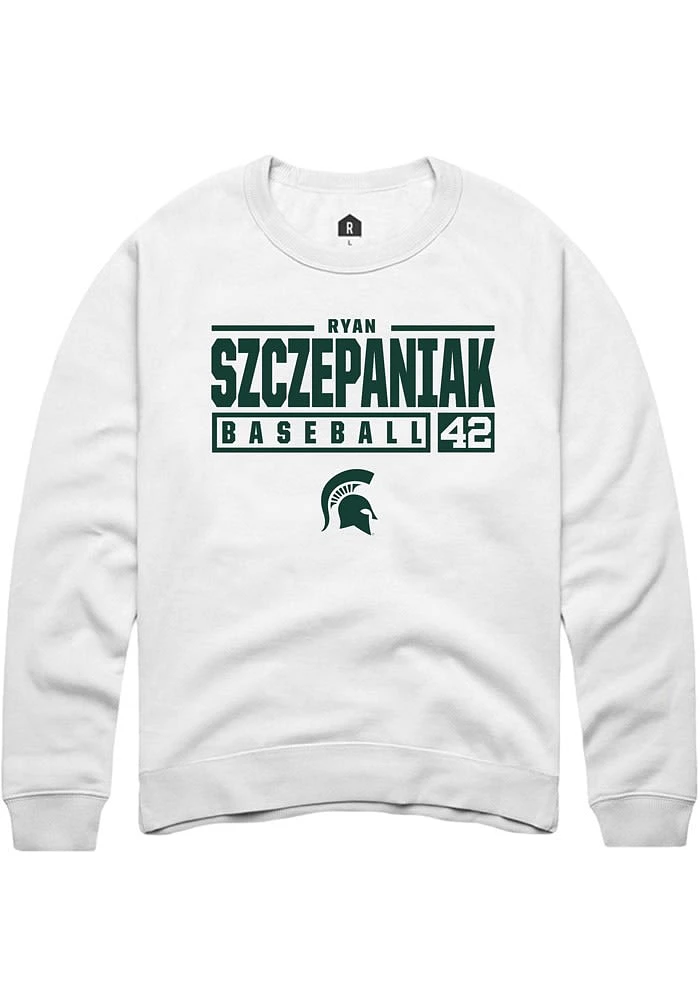 Ryan Szczepaniak Rally Michigan State Spartans Mens NIL Stacked Box Long Sleeve Crew Sweats