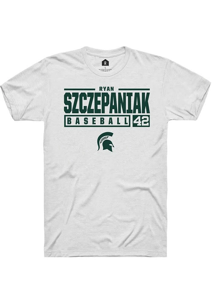 Ryan Szczepaniak Michigan State Spartans Rally NIL Stacked Box Short Sleeve T Shirt