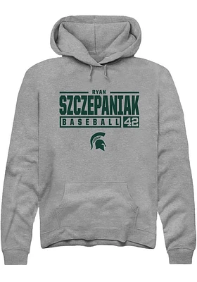 Ryan Szczepaniak  Rally Michigan State Spartans Mens Graphite NIL Stacked Box Long Sleeve Hoodie