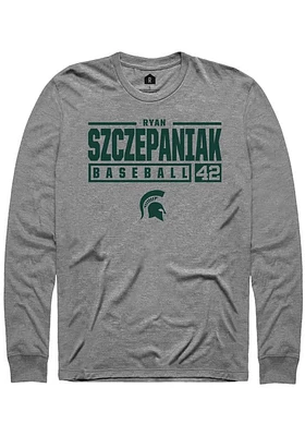 Ryan Szczepaniak  Michigan State Spartans Graphite Rally NIL Stacked Box Long Sleeve T Shirt