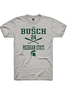 Sam Busch  Michigan State Spartans Ash Rally NIL Sport Icon Short Sleeve T Shirt
