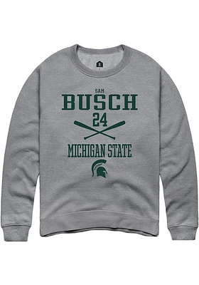 Sam Busch  Rally Michigan State Spartans Mens Graphite NIL Sport Icon Long Sleeve Crew Sweatshirt