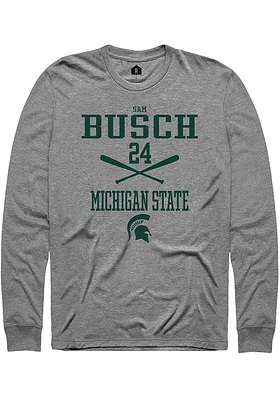 Sam Busch  Michigan State Spartans Graphite Rally NIL Sport Icon Long Sleeve T Shirt