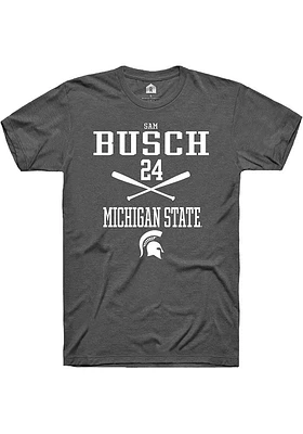 Sam Busch  Michigan State Spartans Dark Grey Rally NIL Sport Icon Short Sleeve T Shirt