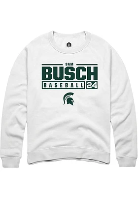 Sam Busch Rally Michigan State Spartans Mens NIL Stacked Box Long Sleeve Crew Sweatshirt