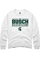 Sam Busch Rally Michigan State Spartans Mens NIL Stacked Box Long Sleeve Crew Sweatshirt
