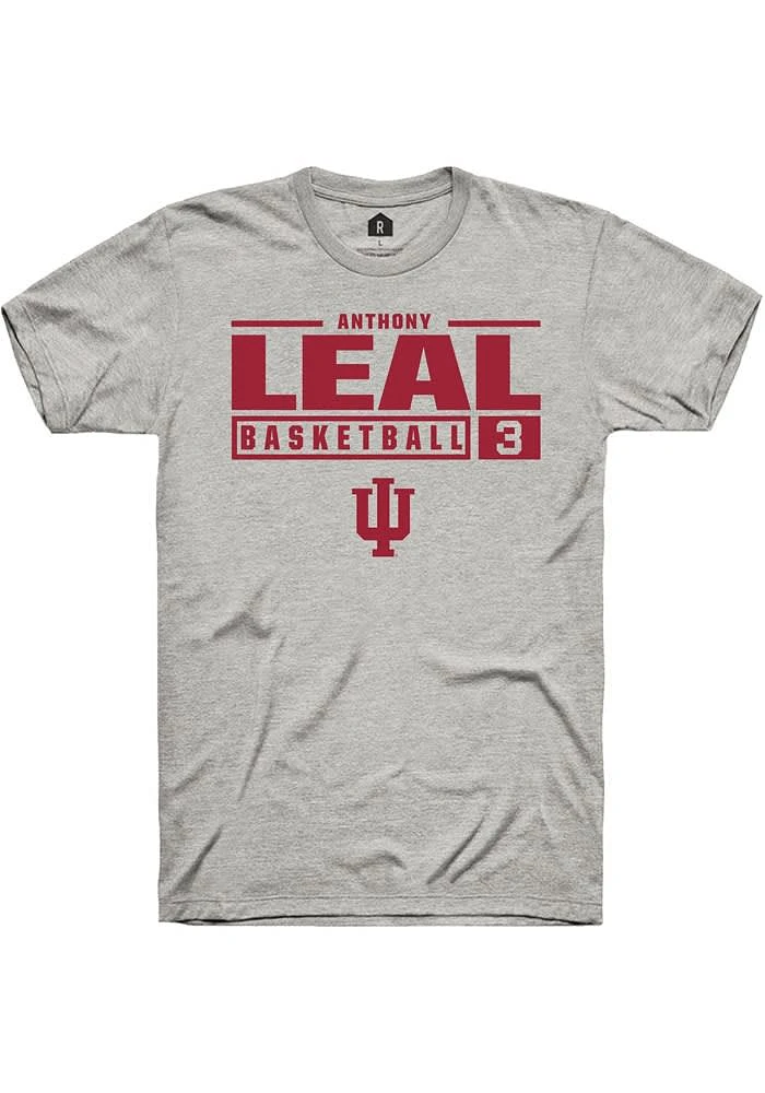 Anthony Leal Indiana Hoosiers Ash Rally NIL Stacked Box Short Sleeve T Shirt