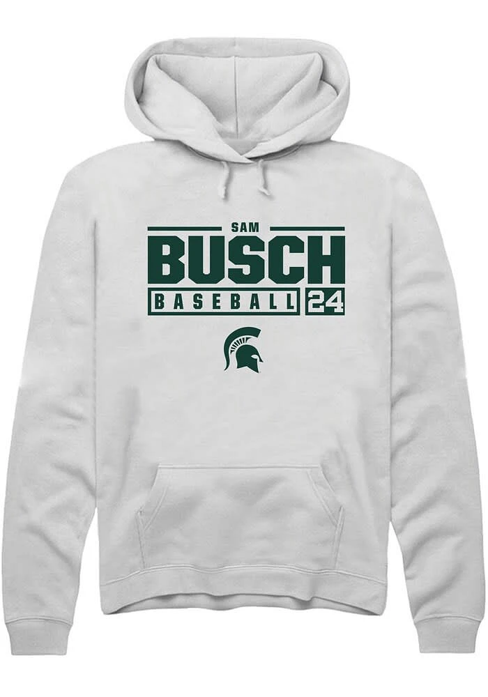 Sam Busch Rally Michigan State Spartans Mens NIL Stacked Box Long Sleeve Hoodie
