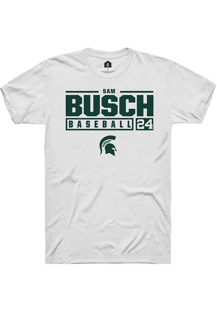 Sam Busch Michigan State Spartans Rally NIL Stacked Box Short Sleeve T Shirt