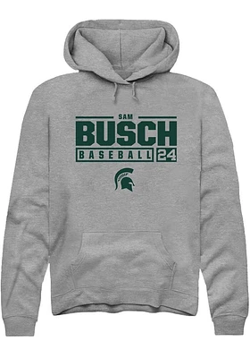 Sam Busch  Rally Michigan State Spartans Mens Graphite NIL Stacked Box Long Sleeve Hoodie