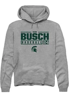 Sam Busch  Rally Michigan State Spartans Mens Graphite NIL Stacked Box Long Sleeve Hoodie