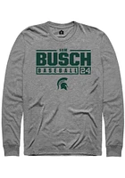 Sam Busch  Michigan State Spartans Graphite Rally NIL Stacked Box Long Sleeve T Shirt