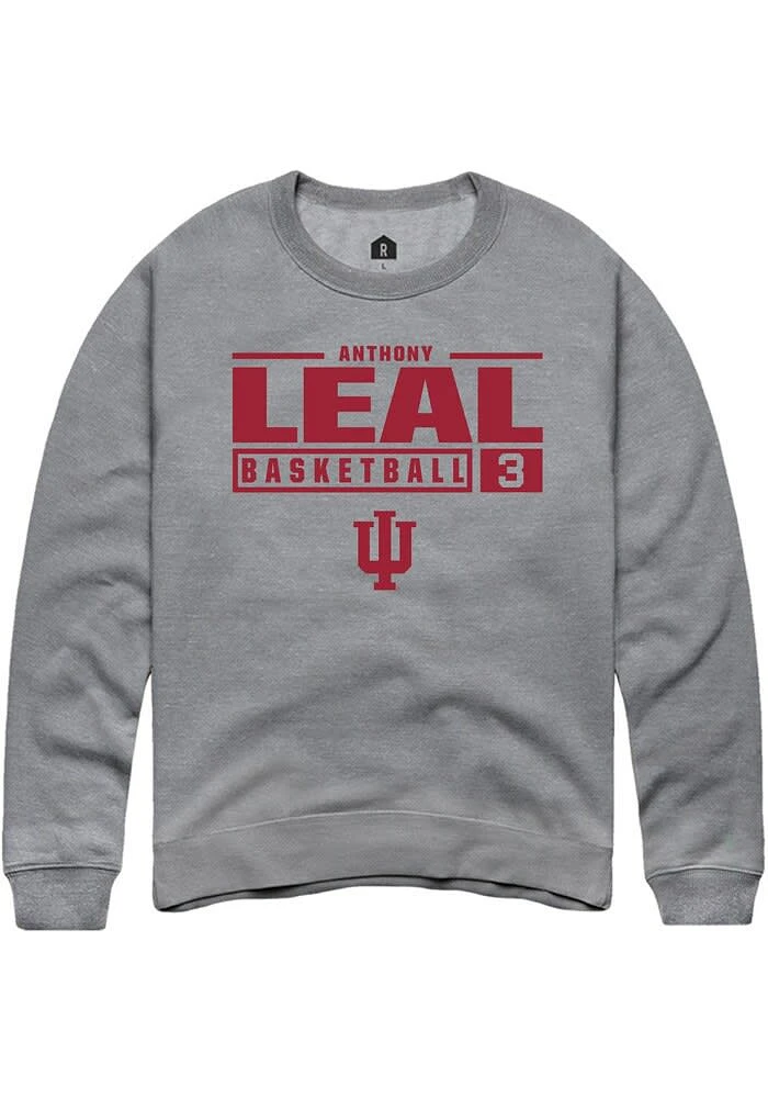 Anthony Leal Rally Indiana Hoosiers Mens Graphite NIL Stacked Box Long Sleeve Crew Sweatshirt