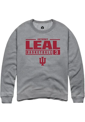 Anthony Leal  Rally Indiana Hoosiers Mens Graphite NIL Stacked Box Long Sleeve Crew Sweatshirt
