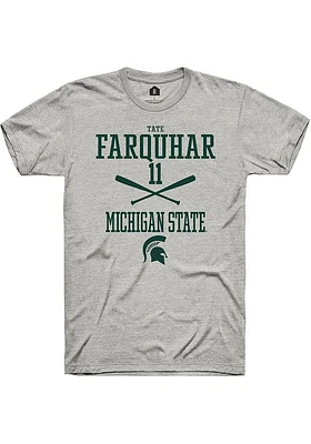 Tate Farquhar  Michigan State Spartans Ash Rally NIL Sport Icon Short Sleeve T Shirt