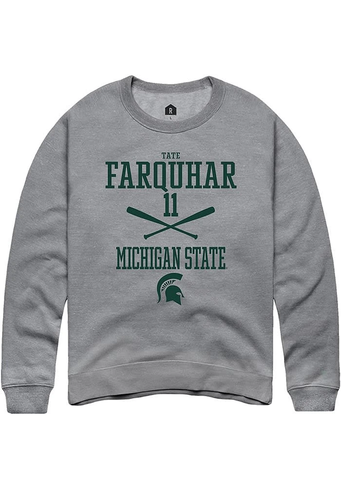 Tate Farquhar Rally Michigan State Spartans Mens Graphite NIL Sport Icon Long Sleeve Crew Sweatsh..