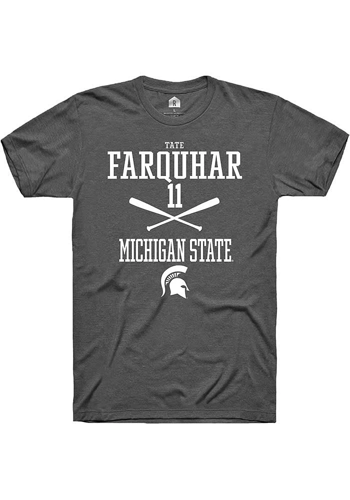 Tate Farquhar Michigan State Spartans Dark Grey Rally NIL Sport Icon Short Sleeve T Shirt