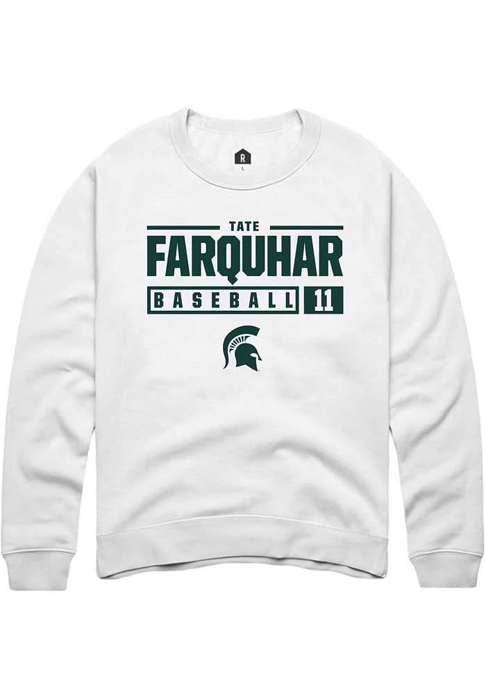 Tate Farquhar Rally Michigan State Spartans Mens NIL Stacked Box Long Sleeve Crew Sweatshir