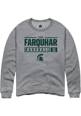 Tate Farquhar  Rally Michigan State Spartans Mens Graphite NIL Stacked Box Long Sleeve Crew Sweats..