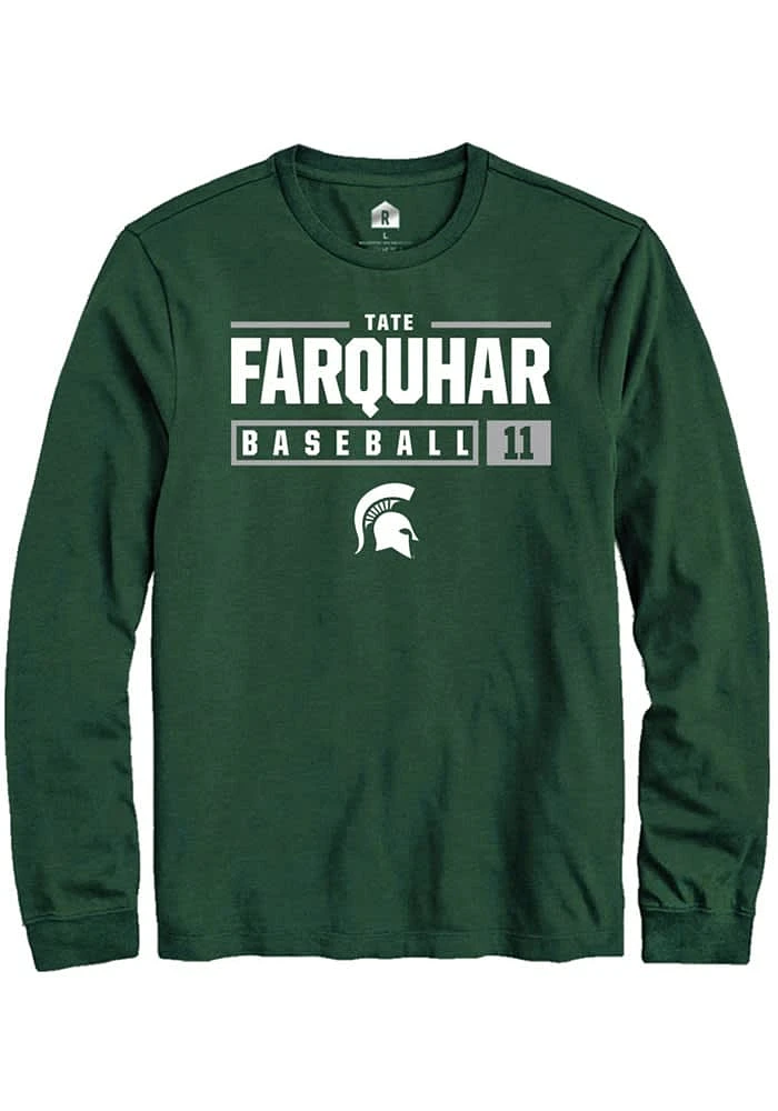 Tate Farquhar Michigan State Spartans Green Rally NIL Stacked Box Long Sleeve T Shirt