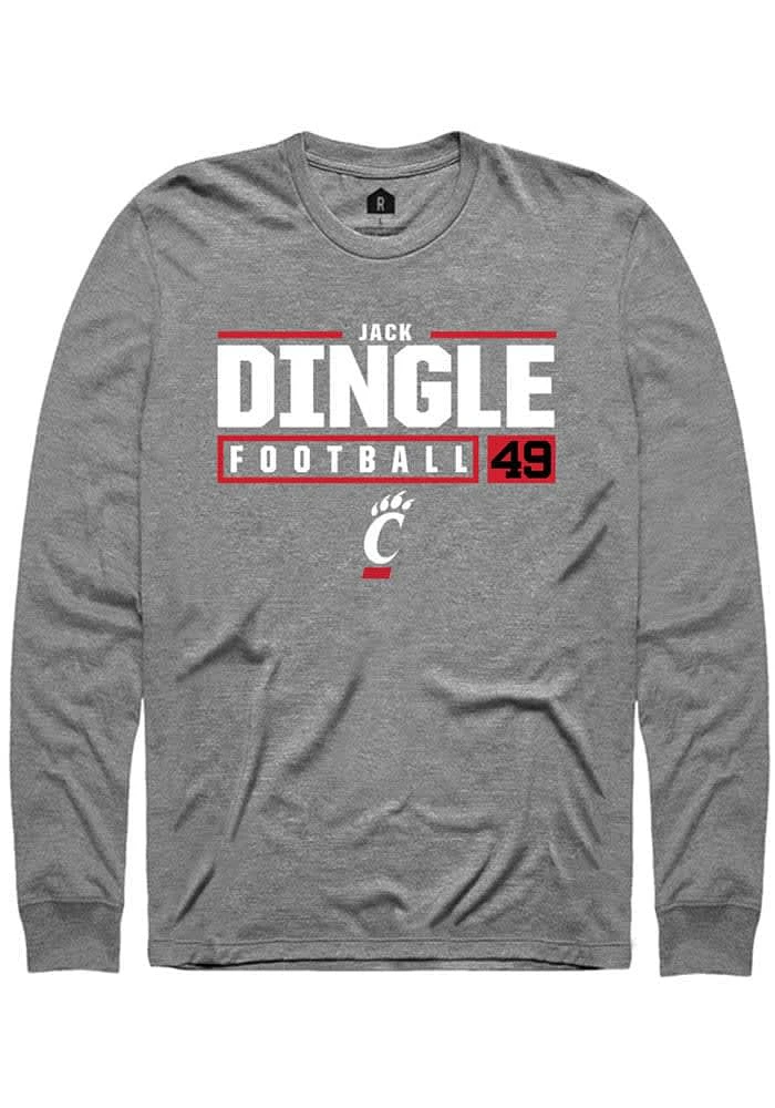 Jack Dingle  Cincinnati Bearcats Graphite Rally NIL Stacked Box Long Sleeve T Shirt