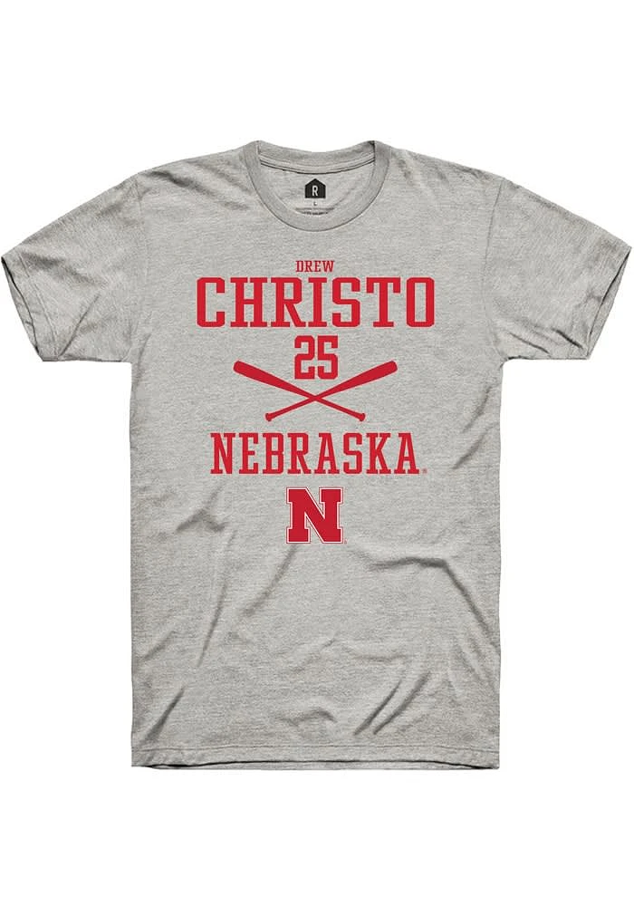 Drew Christo Nebraska Cornhuskers Ash Rally NIL Sport Icon Short Sleeve T Shirt