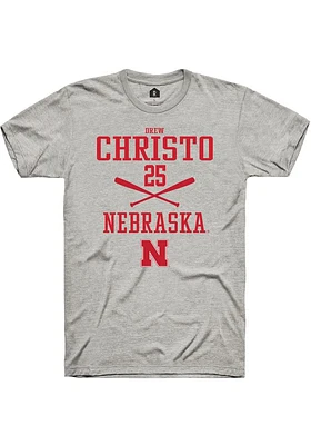 Drew Christo  Nebraska Cornhuskers Ash Rally NIL Sport Icon Short Sleeve T Shirt
