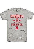 Drew Christo  Nebraska Cornhuskers Ash Rally NIL Sport Icon Short Sleeve T Shirt