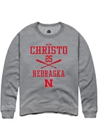Drew Christo  Rally Nebraska Cornhuskers Mens Graphite NIL Sport Icon Long Sleeve Crew Sweatshirt