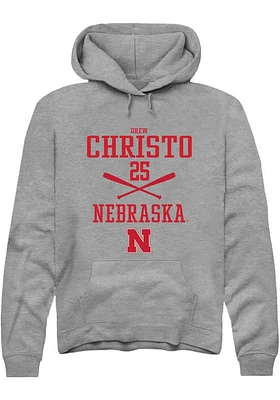Drew Christo  Rally Nebraska Cornhuskers Mens Graphite NIL Sport Icon Long Sleeve Hoodie